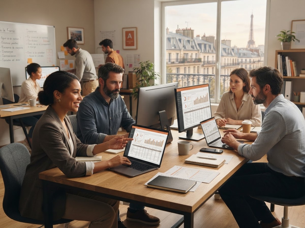 Dealerien AI — équipe travaillant sur les modèles d'analyse de données financières